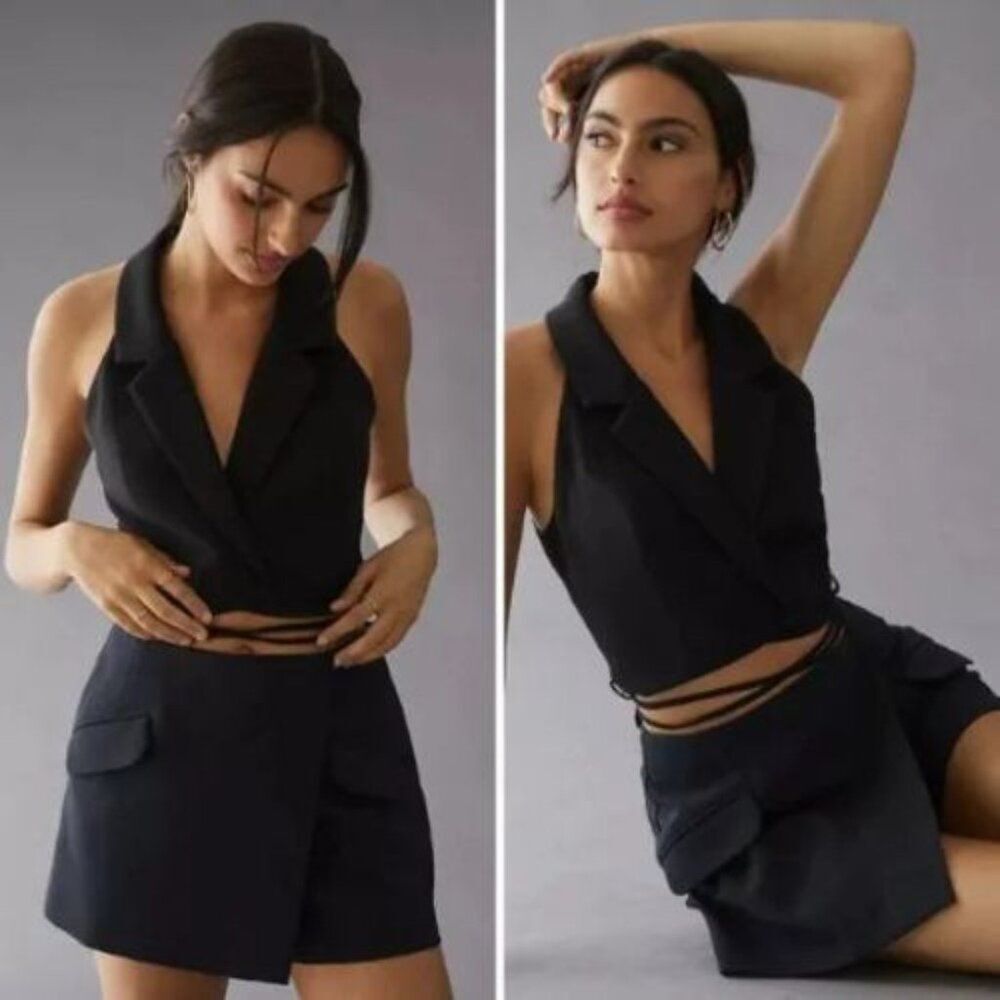 NWT Anthropologie x Flat White Cropped Halter Vest | XL